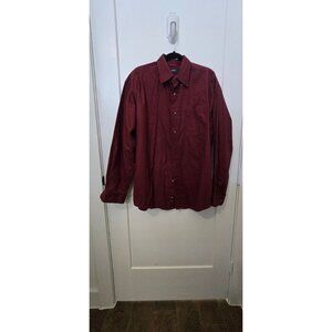 Wrangler Mens Burgundy Long-Sleeve Button-Down Shirt XL 100% Cotton Durable Comf